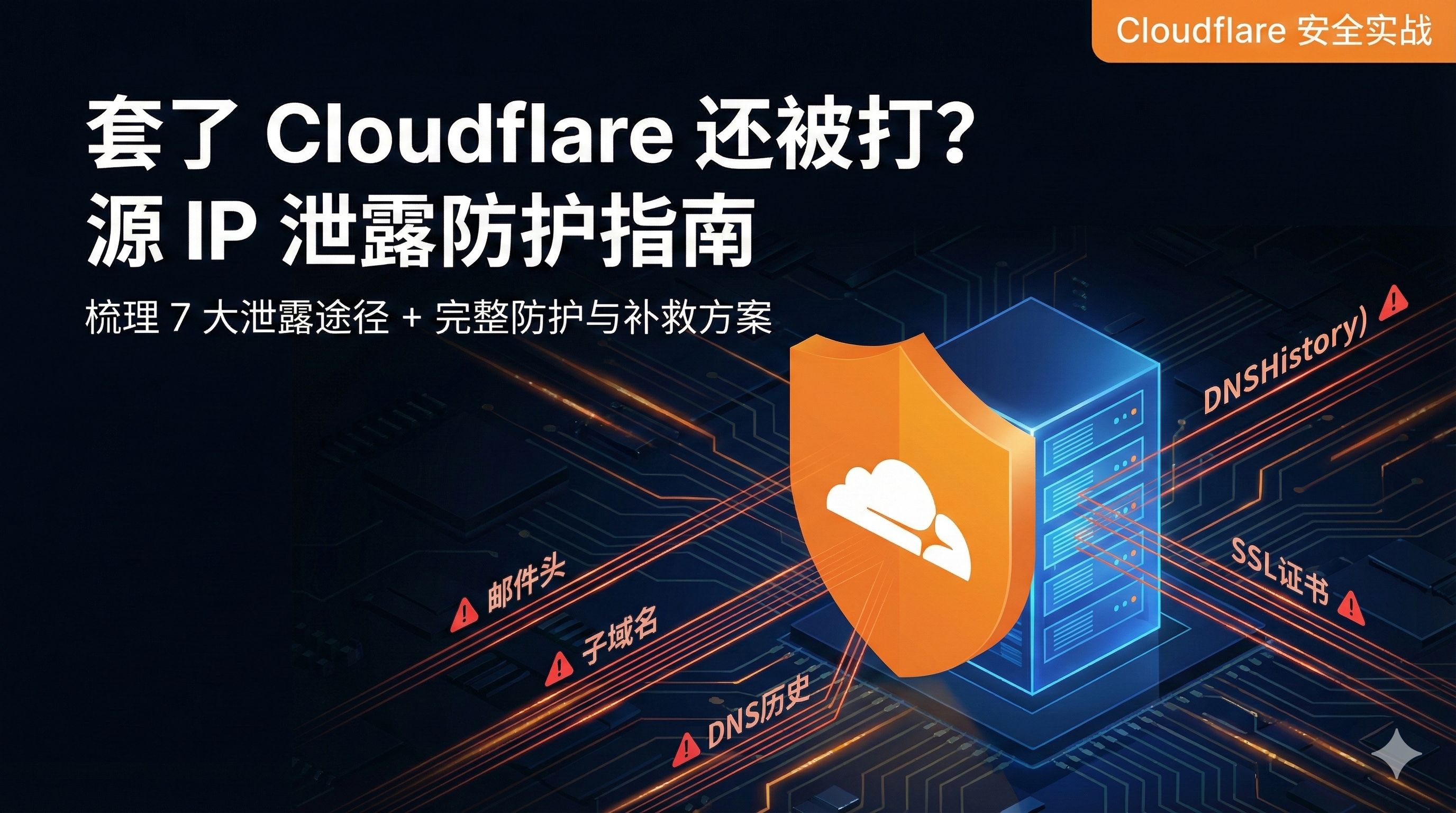 服务器被Cloudflare盾牌保护,展示CDN防护层和DDoS攻击被拦截